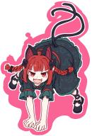 1girl absurdres animal_ears black_shoes blush_stickers braid cat_ears cat_tail dress extra_ears fangs green_dress highres kaenbyou_rin kame_(kamepan44231) long_hair looking_at_viewer multiple_tails open_mouth red_eyes red_hair shoes short_sleeves simple_background smile solo tail touhou twin_braids two_tails unfinished_dream_of_all_living_ghost white_background // 2388x3510 // 2.0MB