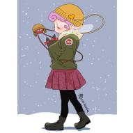 1girl alternate_costume beanie black_cat black_pantyhose boots bow brown_hat cat coat commentary_request floral_print floral_print_skirt full_body green_coat grey_boots hands_in_pockets hat kaenbyou_rin kaenbyou_rin_(cat) komeiji_koishi long_sleeves onikobe_rin pantyhose pelt print_skirt purple_hair red_bow red_skirt short_hair skirt snow snowing solo third_eye touhou // 752x752 // 161KB