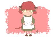 1girl :< aged_down animal_ears apron black_eyes black_shoes bow cat_ears cat_girl cat_tail closed_mouth colored_sclera commentary_request dated dress full_body green_bow green_dress kaenbyou_rin looking_at_viewer onikobe_rin pink_background red_hair shoes short_hair socks solo tail touhou white_apron white_socks yellow_sclera // 1020x689 // 269KB