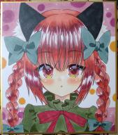 1girl :o animal_ears bow braid cat_ears hair_bow hair_ribbon highres kaenbyou_rin looking_at_viewer one-hour_drawing_challenge open_mouth red_eyes red_hair ribbon shikishi tail touhou traditional_media tress_ribbon twin_braids zenra1112 // 1813x2048 // 558KB