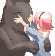 1girl black_cat cat covering_own_eyes dress female_focus hairband kaenbyou_rin komeiji_satori mini_person minigirl parody pink_hair role_reversal short_hair touhou // 888x898 // 468KB