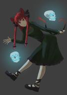 1girl absurdres aoyagi_0 braid floating_skull full_body highres kaenbyou_rin solo touhou twin_braids // 2894x4093 // 1.6MB