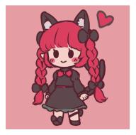 1girl absurdres animal_ears asymmetrical_footwear black_dress black_eyes black_footwear blush bow bowtie braid cat_ears cat_girl cat_tail chibi closed_mouth commentary dress extra_ears footwear_bow full_body hashtag-only_commentary heart highres juliet_sleeves kaenbyou_rin leg_ribbon long_hair long_sleeves looking_at_viewer multiple_tails puffy_sleeves red_bow red_bowtie red_hair ribbon side_braids simple_background smile solo tail touhou twin_braids two_tails u_u488 // 4096x4064 // 681KB