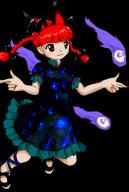 1girl animal_ears black_dress black_shoes blush_stickers braid cat_ears closed_mouth dress extra_ears fingernails kaenbyou_rin long_fingernails long_hair nail_polish non-web_source official_art red_eyes red_hair red_nails sharp_fingernails shoes short_sleeves skull smile solo touhou transparent_background twin_braids unfinished_dream_of_all_living_ghost zun_(artist) // 610x905 // 313KB