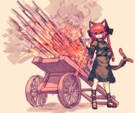 1girl animal_ears black_dress braid cat_ears cat_girl cat_tail cigarette dress extra_ears full_body highres holding holding_cigarette hwacha kaenbyou_rin korean_commentary long_hair long_sleeves multiple_tails rampa93 red_eyes red_hair side_braids smile solo standing tail touhou twin_braids two_tails // 2747x2307 // 7.2MB