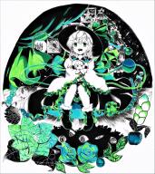 1girl :d absurdres acrylic_paint_(medium) ahoge apple boots bow candelabra candle candlestand character_doll christmas christmas_ornaments christmas_tree commentary doll drawing_(object) fire flower food frilled_shirt_collar frilled_skirt frilled_sleeves frills fruit full_body fur-trimmed_boots fur_trim gift green_bow green_eyes green_flower green_rose hat hat_bow highres hugging_object kaenbyou_rin kisume komeiji_koishi komeiji_satori kurodani_yamame leaf long_sleeves looking_at_viewer medium_hair open_mouth painting_(medium) partially_colored reiuji_utsuho rose skirt smile solo teeth third_eye torajirou_(toraneko_zirou) touhou traditional_media upper_teeth_only wide_sleeves // 5523x6179 // 7.2MB