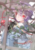 1girl absurdres blue_shirt from_outside hair_ornament hairband highres kaenbyou_rin kaenbyou_rin_(cat) komeiji_satori leaf light_smile looking_at_viewer looking_back ninniku_(mfu7324) shirt solo third_eye touhou wide_sleeves window // 2892x4096 // 823KB