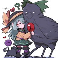 1girl :3 ? animal animal_ears bird bird_wings black_cat black_eyes black_feathers black_footwear black_hat black_wings blush boots breasts buttons cat cat_ears cat_tail collared_shirt crow diamond_(shape) diamond_button feathered_wings feathers frilled_shirt frilled_shirt_collar frilled_skirt frilled_sleeves frills green_hair green_ribbon green_skirt hair_between_eyes hat hat_ornament hat_ribbon heart heart_button highres hug kaenbyou_rin kaenbyou_rin_(cat) komeiji_koishi long_hair long_sleeves messy_hair multiple_legs multiple_tails nose_blush pet pleated_skirt red_eyes reiuji_utsuho reiuji_utsuho_(bird) ribbon rubbing shirt simple_background skirt slit_pupils smile tail torn_ribbon touhou two_tails whiskers white_background white_eyes wings yellow_ribbon yellow_shirt zunusama // 2000x2000 // 5.6MB