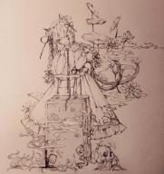 1girl animal_ears bow braid cat_ears cat_tail closed_eyes extra_ears flower gas hair_bow highres kaenbyou_rin lotus lotus_leaf multiple_tails nekomata open_mouth skull smile solo suitcase tail touhou traditional_media twin_braids two_tails white_background zhixie_jiaobu // 2000x2114 // 408KB