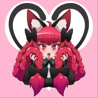1girl animal_ear_fluff animal_ears big_hair black_bow black_bowtie bow bowtie braid cat_ears cat_girl cat_tail commentary english_commentary fangs heart heart_tail kaenbyou_rin long_hair looking_at_viewer multiple_tails open_mouth pink_background red_eyes red_hair side_braids simple_background slit_pupils solo tail touhou twin_braids two_tails upper_body very_long_hair zedrin // 1144x1144 // 498KB