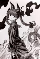 1girl animal_ear_fluff animal_ears blunt_bangs bow braid cat_ears cat_girl cat_tail closed_mouth commentary dress fire greyscale hair_bow highres kaenbyou_rin long_hair long_sleeves looking_at_viewer monochrome multiple_tails shirt side_braids sketch skirt solo tail tanishi_(agaribito_snail) touhou twin_braids two_tails // 1386x2048 // 635KB