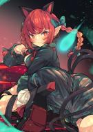 1girl absurdres animal_ears ass black_dress bow braid cat_day cat_ears cat_girl cat_tail dress extra_ears green_bow hair_bow high_heels highres kaenbyou_rin nekomata pointy_ears side_braids slit_pupils solo tail touhou twin_braids woruta_(soloistlist) // 2894x4093 // 7.4MB