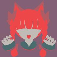 1girl animal_ears blending blunt_bangs braid cat_ears flat_color highres kaenbyou_rin long_hair maskin_mei nail_polish no_lineart open_mouth portrait purple_background red_hair silhouette simple_background solo touhou twin_braids twintails vector_art // 2048x2048 // 565KB