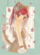 1girl alternate_costume alternate_hairstyle animal_ears bow cat_ears cat_girl cat_tail closed_mouth commentary extra_ears green_background hair_bow highres kaenbyou_rin long_hair looking_at_viewer red_eyes red_hair sasa6666s solo tail tail_bow tail_ornament touhou upper_body // 1058x1436 // 296KB