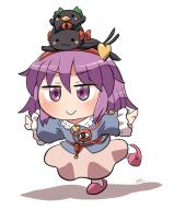 1girl :> bird blue_shirt cat closed_mouth commentary_request full_body hairband heart highres kaenbyou_rin kaenbyou_rin_(cat) komeiji_satori long_sleeves looking_at_viewer pink_eyes pink_hair pink_skirt pink_slippers red_hairband reiuji_utsuho reiuji_utsuho_(bird) rokugou_daisuke shirt short_hair signature simple_background skirt slippers standing standing_on_one_leg third_eye touhou white_background // 1014x1222 // 400KB