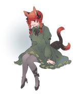 1girl animal_ears artist_request black_footwear black_ribbon breasts cat_ears cat_girl cat_tail dress extra_ears fang frilled_dress frills full_body green_dress high_heels juliet_sleeves kaenbyou_rin large_breasts leg_ribbon long_sleeves medium_hair multiple_tails nekomata open_mouth puffy_sleeves red_eyes red_hair ribbon skin_fang solo tail third-party_source touhou two_tails white_background // 671x900 // 118KB
