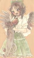 1girl :d animal bird_wings black_cat blush bow brown_background brown_eyes brown_hair brown_wings cape cat collared_shirt commentary_request cowboy_shot frilled_shirt_collar frilled_skirt frills green_bow green_skirt hair_bow highres holding holding_animal holding_cat kaenbyou_rin kaenbyou_rin_(cat) long_hair longcat_(meme) meme nekomata open_mouth puffy_short_sleeves puffy_sleeves red_bow reiuji_utsuho sasa6666s shirt short_sleeves simple_background skirt smile solo tail tail_bow tail_ornament third_eye touhou white_cape white_shirt wings // 1167x1972 // 538KB