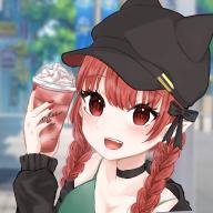 1girl :d alternate_costume aoringo_orin blurry blurry_background blurry_foreground braid choker cup day depth_of_field hat highres holding holding_cup kaenbyou_rin looking_at_viewer nail_polish open_mouth outdoors pointy_ears red_hair red_nails smile solo teeth touhou twin_braids upper_teeth_only // 1536x1536 // 228KB