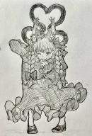 1girl animal_ear_fluff animal_ears bent_over braid cat_ears cat_girl cat_tail commentary_request dress full_body greyscale heart heart_tail highres kaenbyou_rin looking_at_viewer monochrome multiple_tails one_eye_closed pointy_ears shoes side_braids solo tail tenkatorouze touhou twin_braids two_tails // 1392x2048 // 609KB