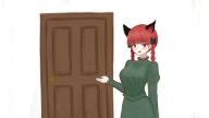 1girl :d absurdres animal_ears bad_id bad_twitter_id blush bow braid cat_ears dress green_dress hair_bow hand_up highres kaenbyou_rin long_sleeves looking_at_viewer moriforest1040 open_mouth red_eyes red_hair smile solo touhou twin_braids // 3840x2160 // 222KB