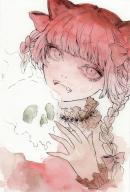 1girl :d animal_ear_fluff animal_ears beads blunt_bangs bow braid cat_ears choker extra_ears eyebrows_hidden_by_hair eyelashes fangs fingernails floating_skull frilled_choker frilled_sleeves frills hair_bow hair_ribbon hand_up highres hitodama johnalay kaenbyou_rin long_fingernails long_hair long_sleeves looking_at_viewer monochrome nostrils one-hour_drawing_challenge open_mouth painting_(medium) ribbon sharp_fingernails simple_background skull sleeves_past_wrists slit_pupils smile solo teeth touhou traditional_media tress_ribbon twin_braids upper_teeth_only upturned_eyes watercolor_(medium) white_background // 1372x2021 // 473KB