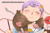 1girl animal animal_on_shoulder black_cat blue_shirt blush bow cat cat_on_shoulder closed_mouth commentary_request dated frilled_shirt_collar frills green_bow hair_ornament heart heart_hair_ornament holding holding_pen kaenbyou_rin kaenbyou_rin_(cat) komeiji_satori onikobe_rin pen pink_background purple_eyes purple_hair purring ribbon-trimmed_collar ribbon_trim shirt short_hair simple_background solo third_eye touhou upper_body very_short_hair // 1020x689 // 430KB