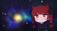 1girl aki_inu animal_ear_fluff animal_ears black_bow blush bow cat_ears closed_mouth confused dress frilled_dress frills green_dress hair_bow kaenbyou_rin meme puffy_short_sleeves puffy_sleeves red_eyes red_hair short_sleeves solo space_cat_(meme) touhou // 900x506 // 479KB