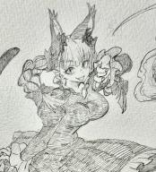 1girl animal_ears braid breasts cat_ears cat_girl commentary_request dress extra_ears highres kaenbyou_rin large_breasts long_hair long_sleeves looking_at_viewer nekomata pointy_ears score:3 slit_pupils solo tenkatorouze touhou traditional_media twin_braids // 1858x2048 // 742KB